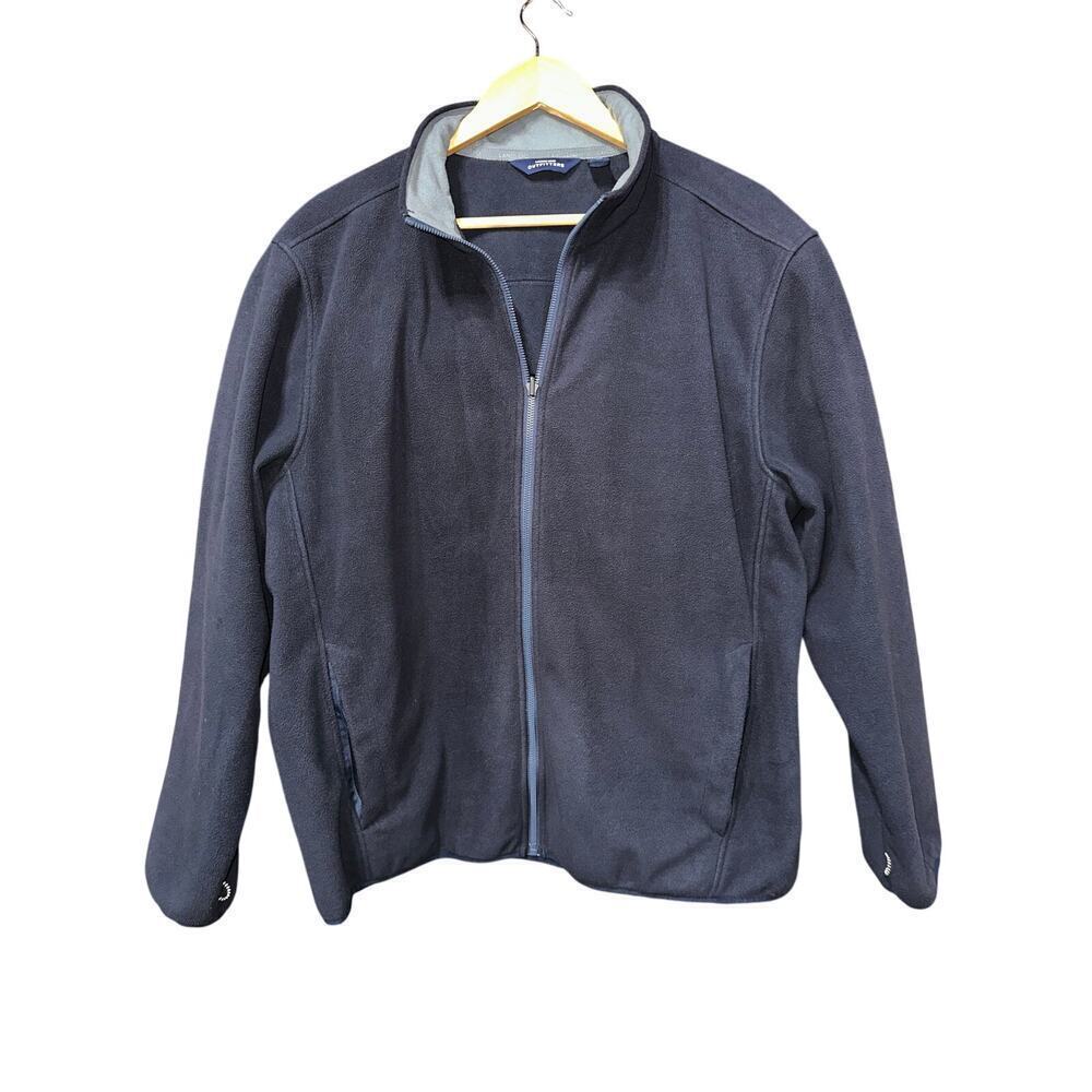 Lands End Men’s Fleece Full Zip Jacket Navy Large Hiking Camping Outdoors